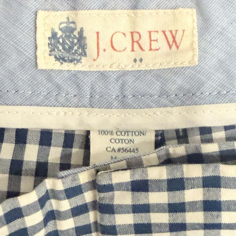 J.Crew Men's Blue and White Gingham Check 100% Cotton Chino Shorts Size 34 - Picture 2 of 5